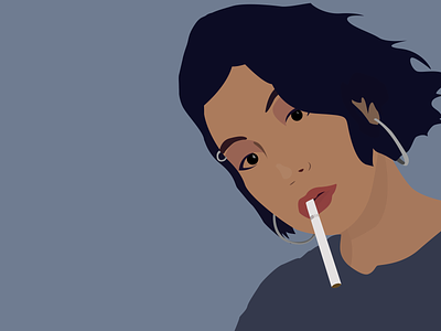 Girl with Cigarette art cigarette coreldraw drawing earring girl human illustration illustrator inkscape piercing vector