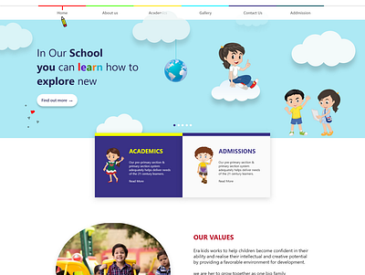 Kids School Website branding landing page landing page design school website website design
