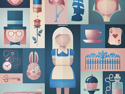 Alice in Wonderland alice in wonderland flat design graphic design illustration