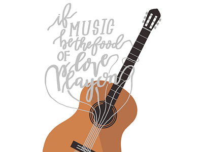 Guitar calligraphy flat design graphic design illustration typography