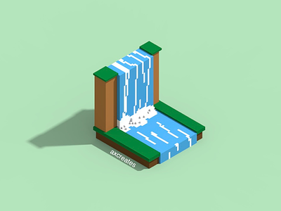 Voxel Waterfall geometric graphic design isometric low poly low poly 3d magicavoxel voxel art