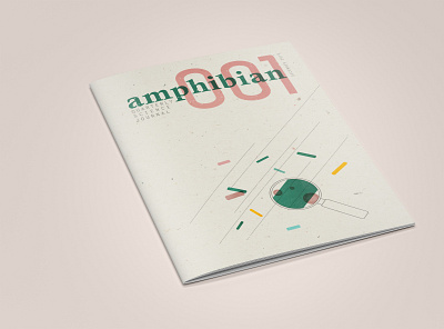 Journal Cover: Front // AMPHIBIAN environmental illustration magazine cover magazine illustration nature pastel colours recycled recycled paper texture typography