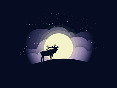 Deer in the dark adobe illustrator graphic design illustration