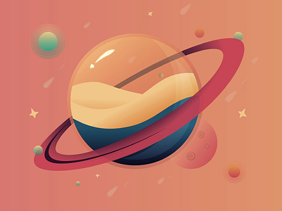 Planets and stars graphic design illustrator