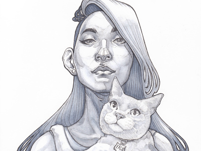 La Dama con il Gatto art nouveau cat copic dibujo disegno drawing illustration ilustracion sketch sketching woman