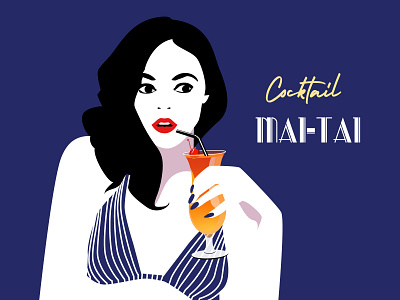 Cocktails Mai Tai art artwork beach collection collections drawing dribbble drink girls glass illustration party passion passion work poster poster art poster design