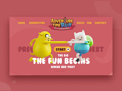 Adventure Time Run Website Interface adobexd animation cartoon character illustration ui ui design ux website website design