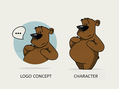 Thoughtful Bear Vector Illustration Mascot