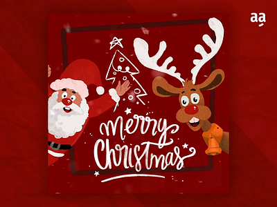 Merry Christmas - Santa and her Deer animal animated animation art cartoon character christmas design drawing illustration merry christmas motion noel