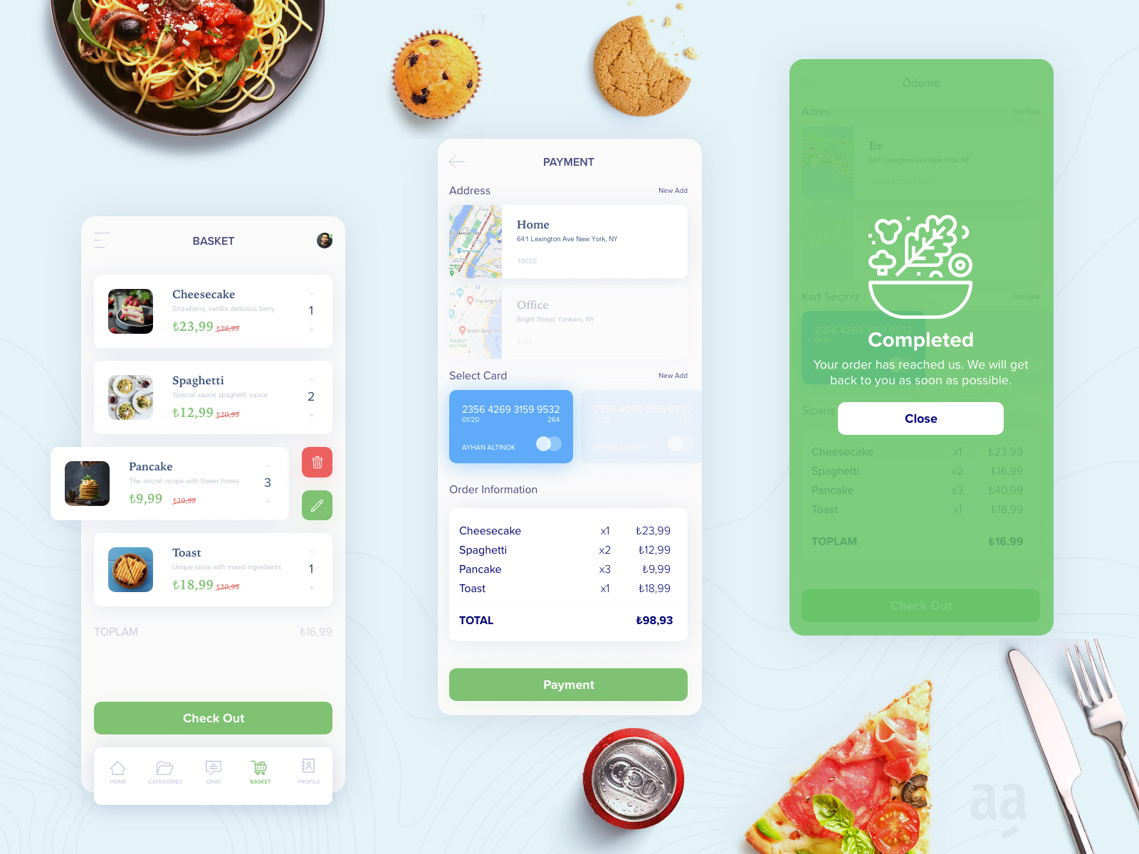 Food Order App UI / UX Design by AyhanALTINOK for Rakun Medya on Dribbble