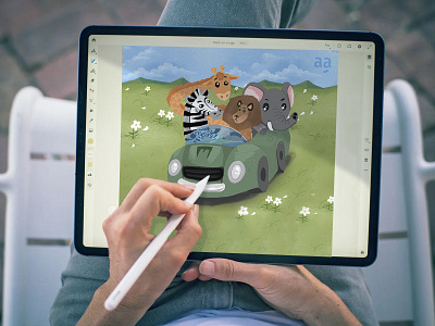 Lion, Zebra, Elephant and Giraffe Children's Book Drawing art cartoon character childbook design digital art digital illustration digital painting drawing illustration illustration art
