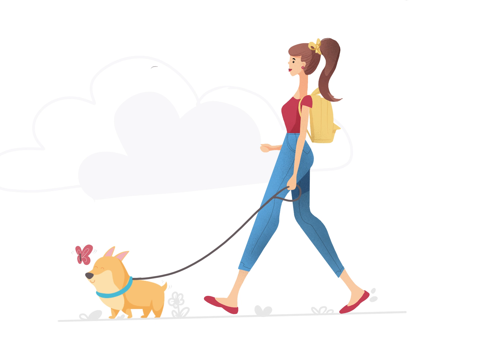 Woman Walking Her Dog Illustration by AyhanALTINOK on Dribbble