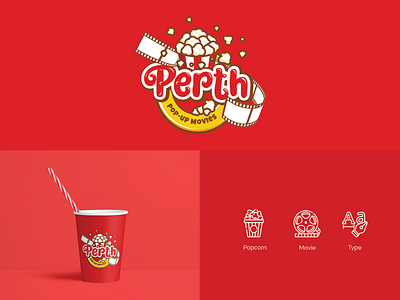 Perth Pop-up Movies - Logo Design- Branding app art branding cartoon character clean design drawing icon identity illustration logo logotype minimal typography vector