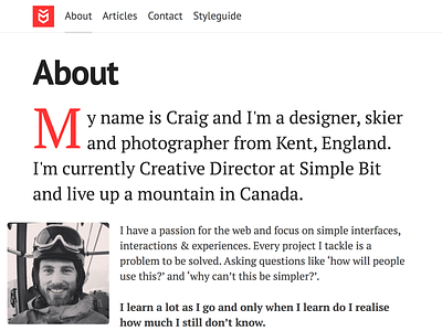 About clean drop cap freelance landing page personal profile pt sans pt serif simple type typography ui