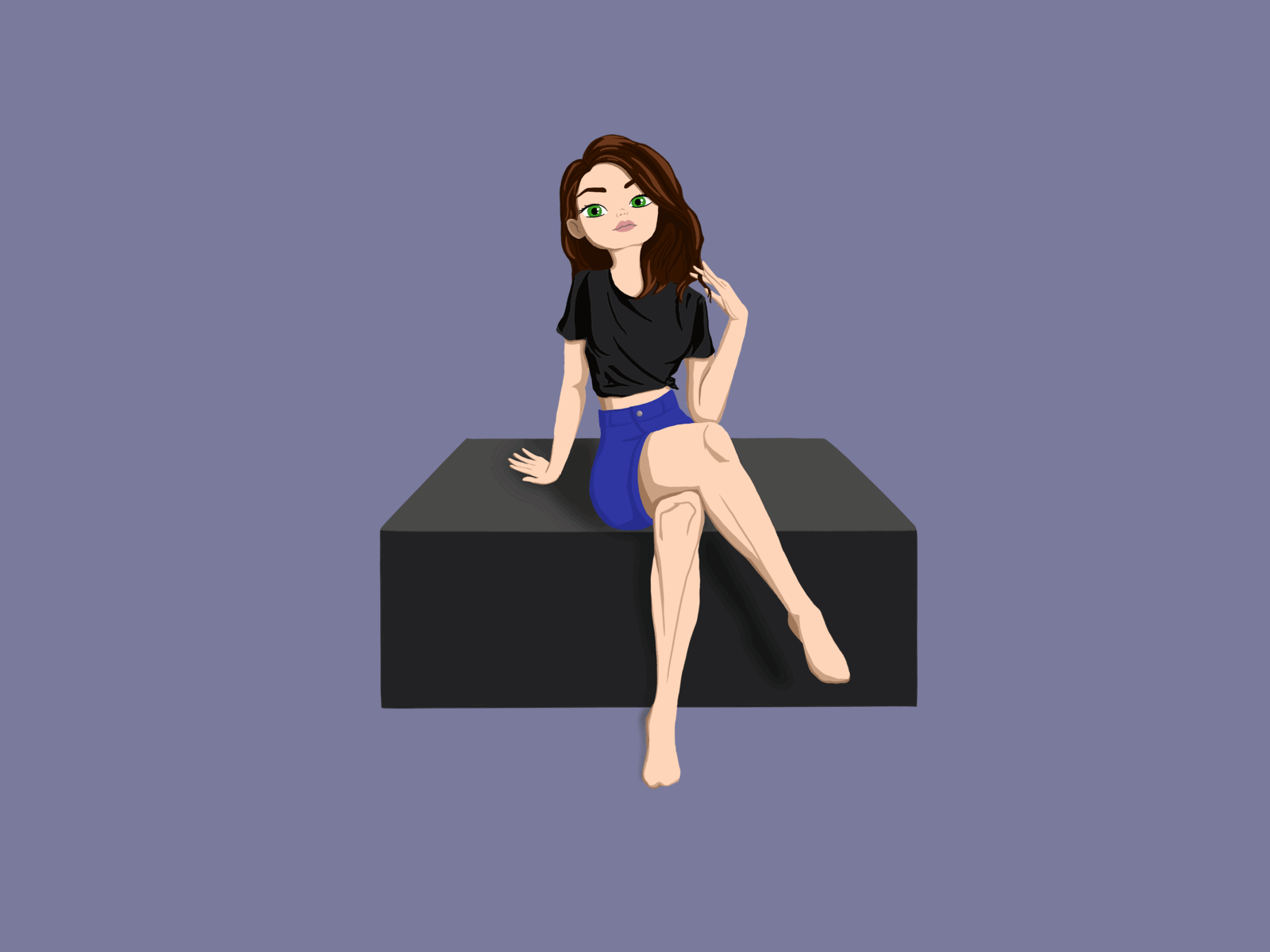 Just sitting around animation design gif girl illustration procreate waiting