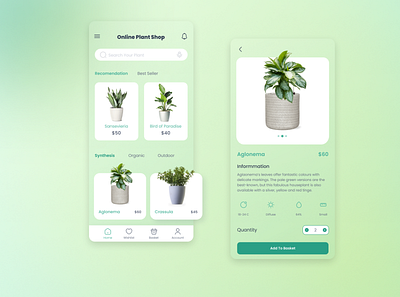 Plant Shop android app desing figma flower glass morphism green mobile plant ui ui desing userinterface ux