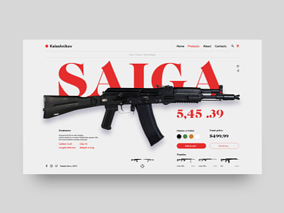 Kalashnikov design gun illustration page product ui ux web webdesign