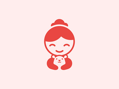 Girl And Bear animal bear branding flat illustration logo logotype mark pet vector vet