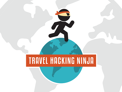 Travel Hacking Ninja Logo brand brand identity globe logo mascot ninja travel world