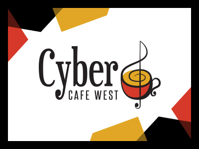 CyberCafe West Logo cafe coffee cyber geometric logo music red west