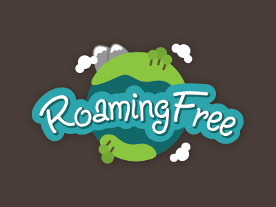 Roaming Free cloud global globe identity logo mountain playful round travel tree world