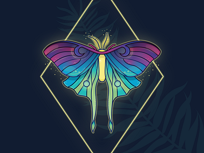 Rainbow Luna Moth bug butterfly gradient illustration insect iridescent luna moth moth rainbow vector