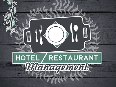 Hotel Restaurant Management brand food grapes hotel identity logo management restaurant vector wood