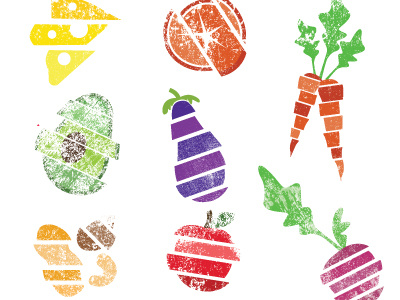 Fruit And Veg illustrations food fruit nuts plants stamped texture vegetable