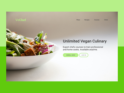 Vegan Culinary Streaming Landing Page chef cook course courses culinary daily ui design education food green interface landing page ui ux vegan veganism web
