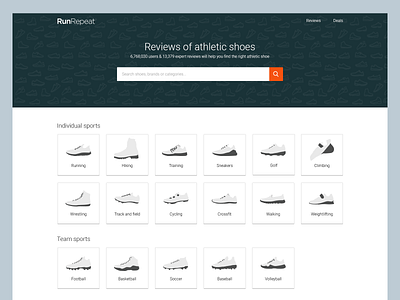 RunRepeat homepage doodle homepage icons minimalist ui design ux design website design