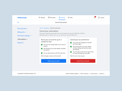 Subscription pause or cancellation cancellation flat settings subscription ui ui design ux