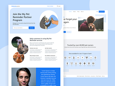 My Pet Reminders Partners Program minimal pets ui ux webdesign website