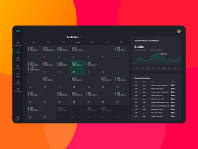 Calendar design app calendar dark dashboard design tasks ui ux webapp