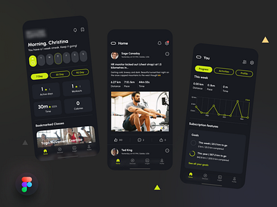 Fitness club app app design chart club dark fitness flat social ui ui design ux