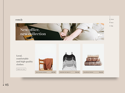 Com.fy - Store design minimal typography ui web website