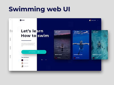 Web app ui design for swimming course web app