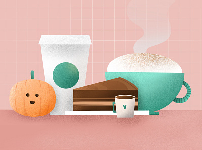 the Pumpkin Spice Latte time of the year! 🎃 autumn cake cappuccino character coffee design digital painting editorial espresso fanart food food illustration illustration procreate pumpkin pumpkin spice pumpkin spice latte starbucks takeaway