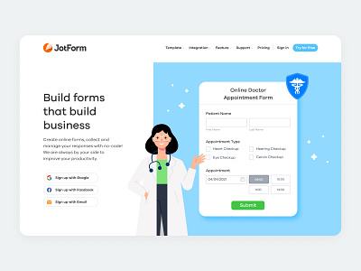 JotForm Homepage Hero Banner 1 form health hero banner hipaa homepage homepage design homepage ui illustration illustrator landing landing page landingpage rebranding sign up slider