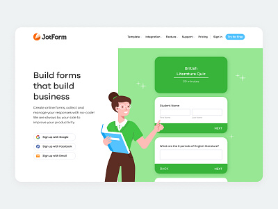 JotForm Homepage Hero Banner 2 education form homepage homepage design homepage ui illustration illustrator landing landing page landing page design quiz quiz form rebranding sign up teacher