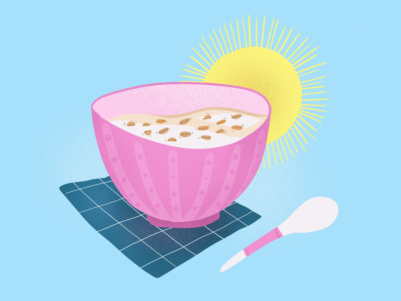 My Breakfast Routine sunny morning healthy food oat meal oat milk illustration food illustration food editorial digital painting breakfast