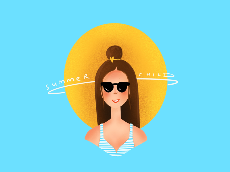 Summer Child digital painting sun girl bikini summer editorial character design character illustration