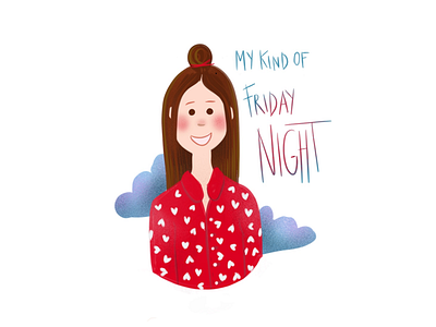 My Kind of Friday Night character character design digital painting editorial girl illustration night pajamas