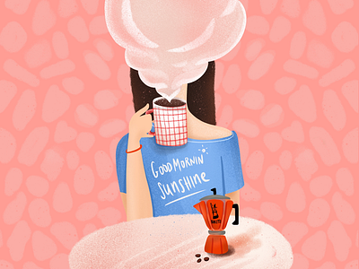Good Morning Sunshine bialetti character character design coffee editorial espresso girl illustration morning