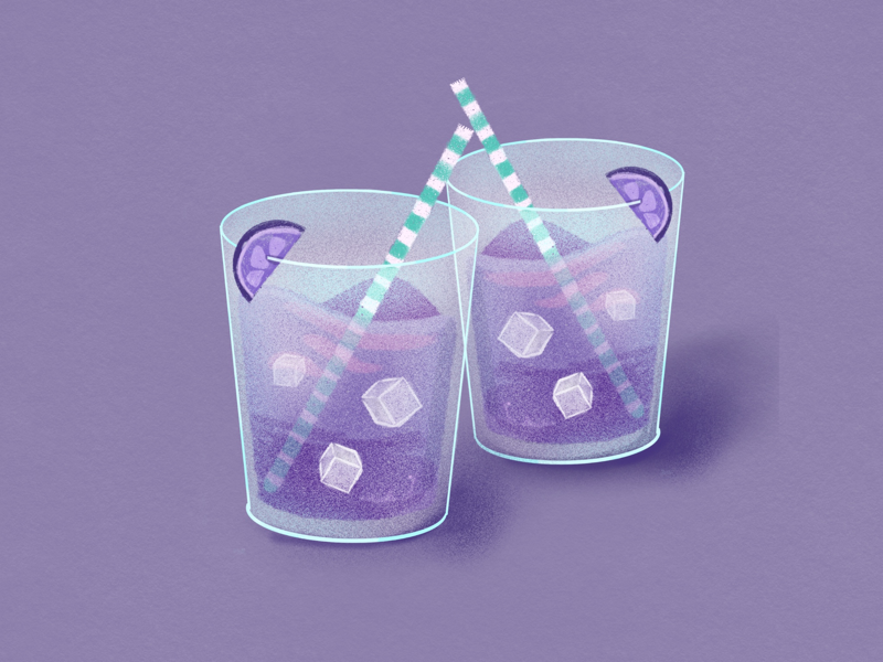 Weekend Vibes party purple cocktail drink digital painting food illustration food editorial illustration