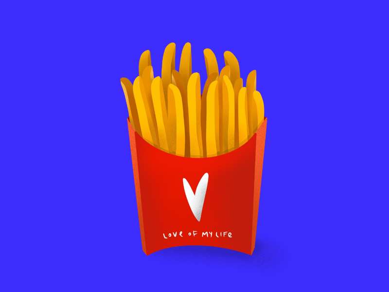 Love of My Life french fries digital painting takeaway mcdonalds blue love fast food fries tasty illustrator graphic food illustration food editorial illustration