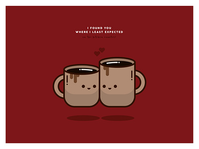 I found you! character character design coffee coffee cup design editorial food food illustration graphic icon icon design illustration illustrator kitchen love lovers