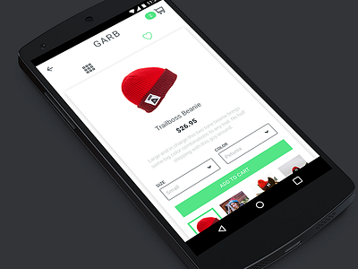 "GARB" android android app app cart checkout grid heart shopping store ui user interface