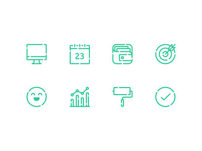 Recruitment Icons approved calendar custom customer desktop glyphs happy icons reporting stats target wallet