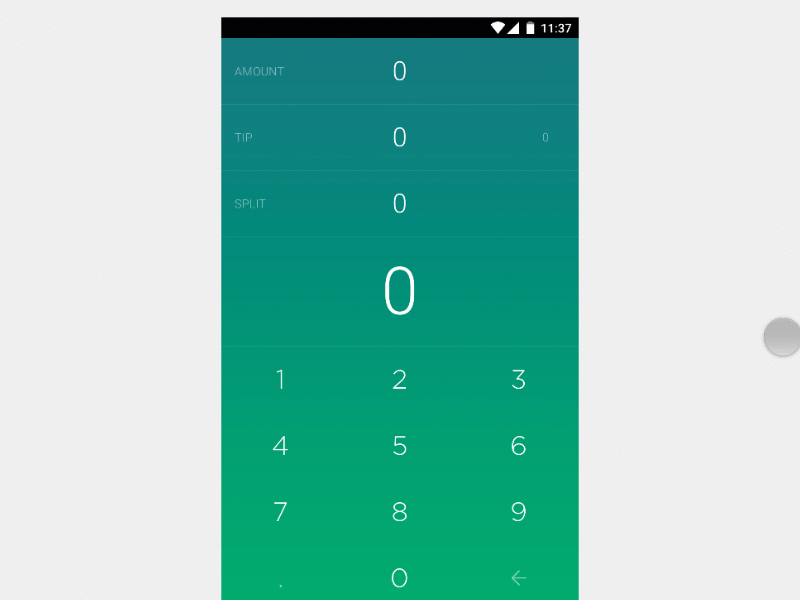 Tips, Taps and Drags android calculator drag framer gradient interaction swipe tip tipping ui