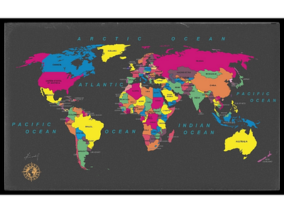 World map poster flex political